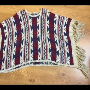 Tribal Print Poncho Sweater